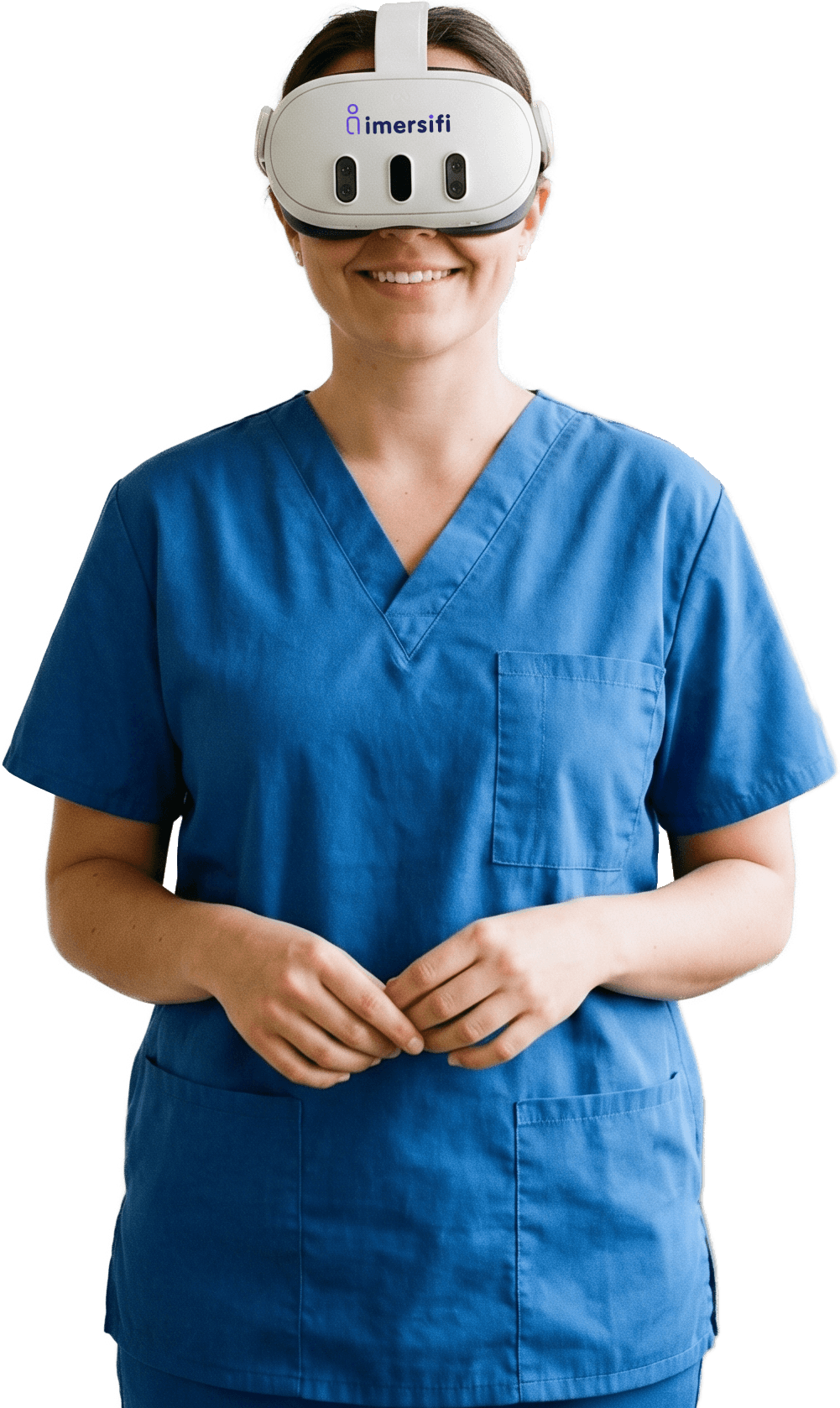 Nurse wearing a Meta Quest 3 VR headset during an immersive training session
